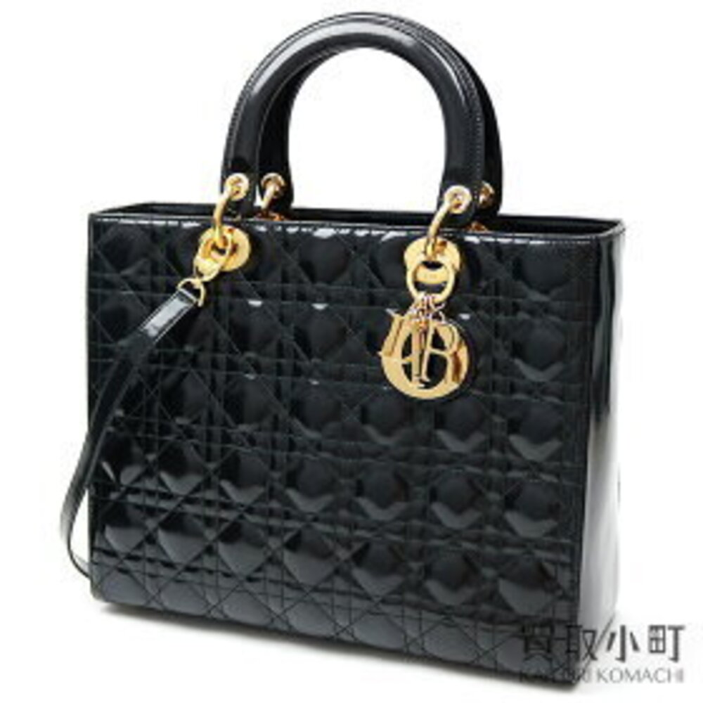 Dior Lady Classic Handbag Black Mirror Calfskin Cannage Stitching Shoulder Bag